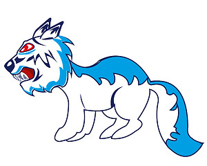 Image showing Drawing wild and ravenous beast on white background