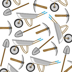 Image showing Wheelbarrow and worker instrument pattern on white background