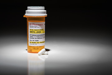 Image showing Hydrocodone Pills and Prescription Bottle with Non Proprietary L