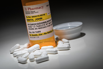 Image showing Hydrocodone Pills and Prescription Bottle with Non Proprietary L