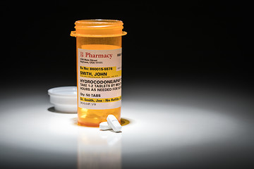 Image showing Hydrocodone Pills and Prescription Bottle with Non Proprietary L