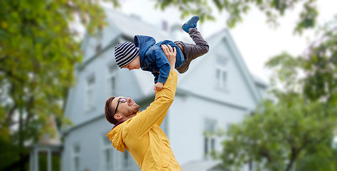 Image showing father with son playing and having fun outdoors