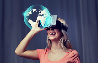 Image showing woman in virtual reality headset or 3d glasses