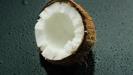 Image showing Half of white fresh coconut