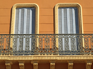 Image showing two windows on a balcony