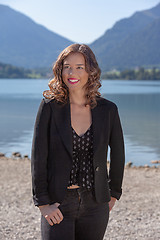 Image showing Young woman at the lake