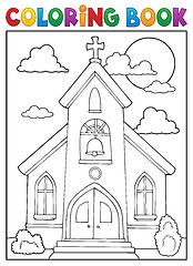 Image showing Coloring book church building theme 1