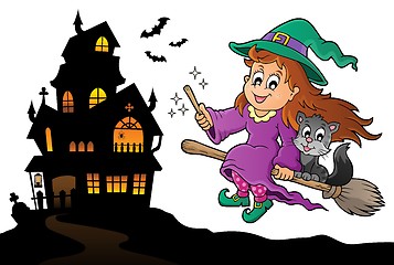 Image showing Cute witch and cat Halloween image 4