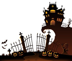 Image showing Halloween house silhouette theme 6