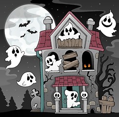 Image showing Haunted house with ghosts theme 4