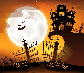 Image showing Halloween house silhouette theme 5