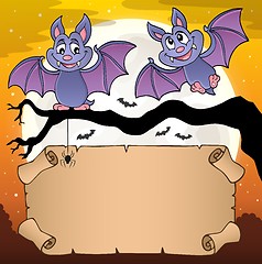 Image showing Small parchment and cartoon bats