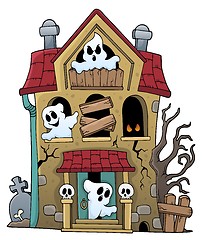 Image showing Haunted house with ghosts theme 1