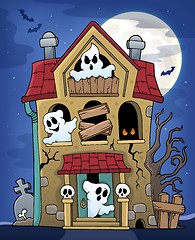 Image showing Haunted house with ghosts theme 2