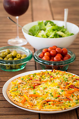 Image showing Thai pizza with vegetables