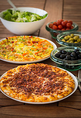 Image showing Spanish pizza with  Iberian ham