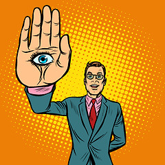 Image showing man eye palm, spiritism occult