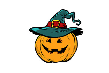 Image showing Halloween pumpkin in hat