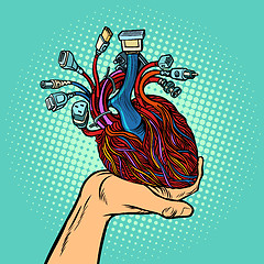 Image showing cyber heart in human hand