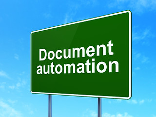 Image showing Finance concept: Document Automation on road sign background