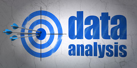 Image showing Data concept: target and Data Analysis on wall background