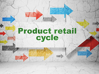 Image showing Marketing concept: arrow with Product retail Cycle on grunge wall background