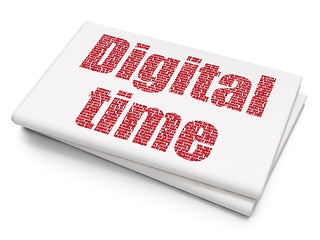 Image showing Time concept: Digital Time on Blank Newspaper background