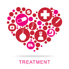 Image showing Treatment Icons Represents Medical Care And Medication
