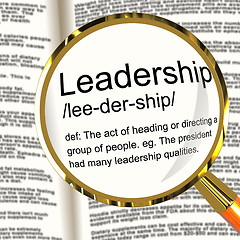 Image showing Leadership Definition Magnifier Showing Active Management And Ac