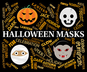 Image showing Halloween Masks Indicates Trick Or Treat And Celebration