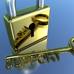 Image showing Padlock With Support Key Showing Advice Help And Information