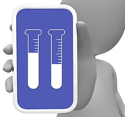 Image showing Test Tubes Online Represents Mobile Phone And Analysis 3d Render