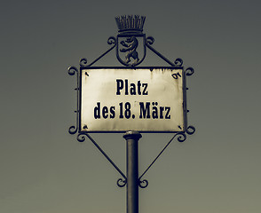 Image showing Vintage looking Street sign