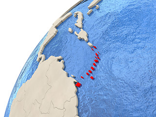 Image showing Caribbean on globe