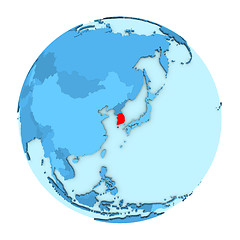 Image showing South Korea on globe isolated