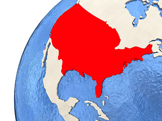 Image showing USA on globe