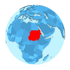 Image showing Sudan on globe isolated