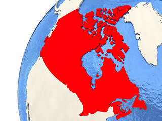 Image showing Canada on globe