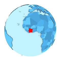 Image showing Ivory Coast on globe isolated