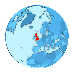 Image showing United Kingdom on globe isolated