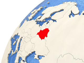 Image showing Belarus on globe