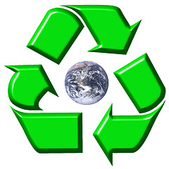 Image showing Recycling symbol surrounding earth