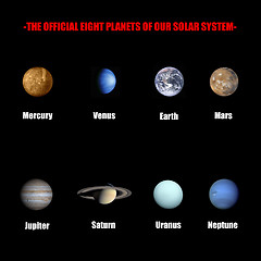 Image showing The official eight planets of our solar system