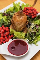 Image showing quail roasted with sweet and sour cranberry sauce