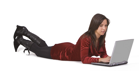 Image showing Woman working on a laptop