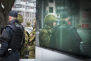 Image showing Norwegian Soldier and Norwegian Police