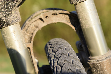 Image showing Close-up of bicycle tires