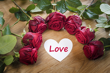 Image showing Roses with white Love heart