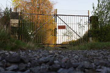 Image showing Gate on abandoned railroad track