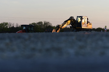 Image showing Excavator at a construction site in Maisach